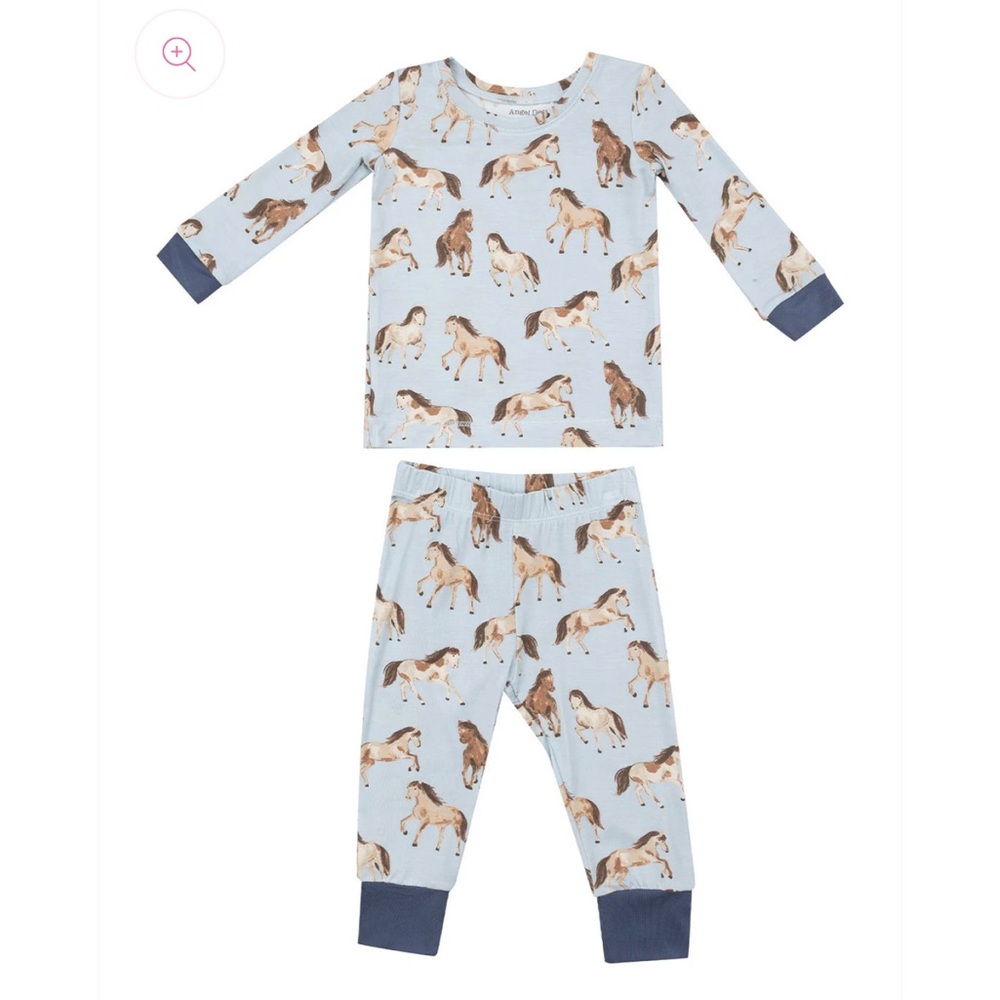 ANGEL DEAR 2 Pc Long Sleeve Bamboo Loungewear Set - Horses - 2T